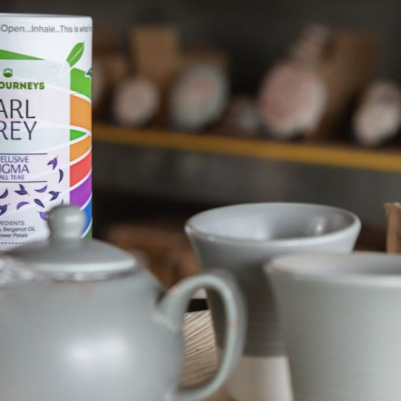 Home page banner - earl grey with grey tea pot and cup