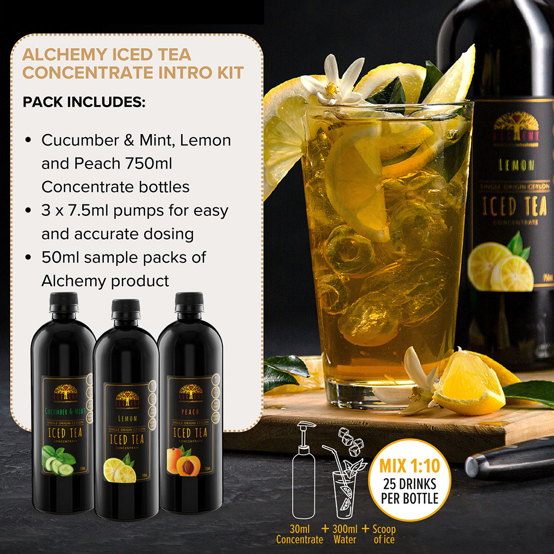 Alchemy Iced Tea Kit (Peach, Lemon, Cucumber & Mint)