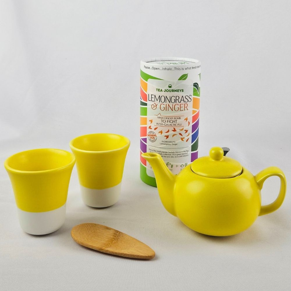 Yellow Ceramics Set With Choice Of Tea Tube