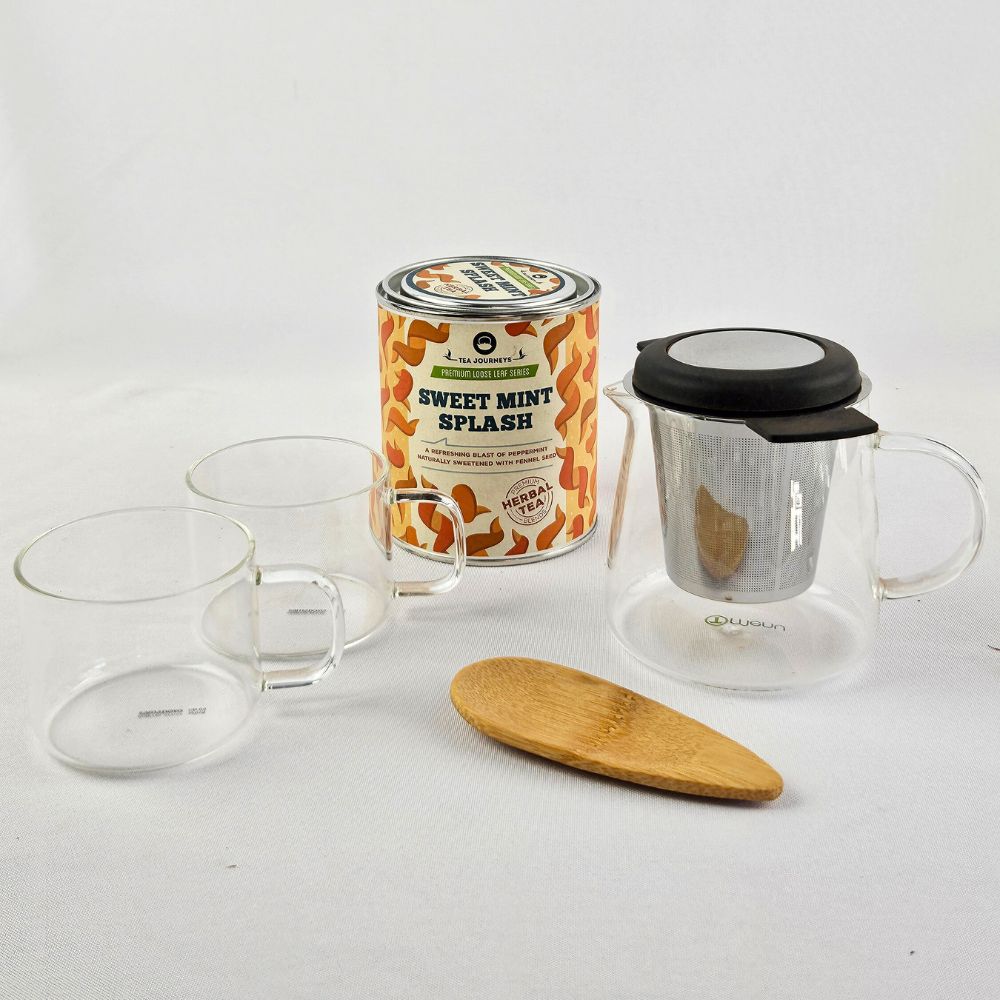 Glass Teapot Set With Choice Of Tea Tin