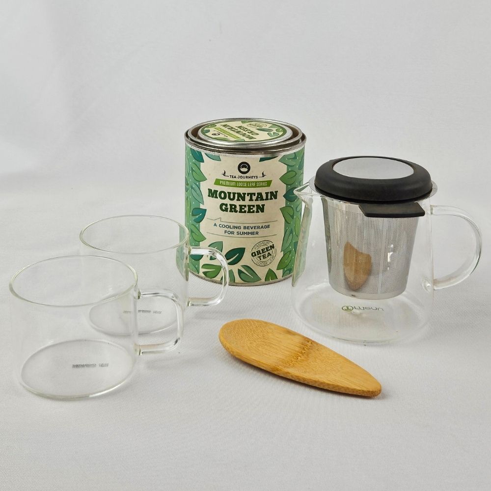 Glass Teapot Set With Choice Of Tea Tin
