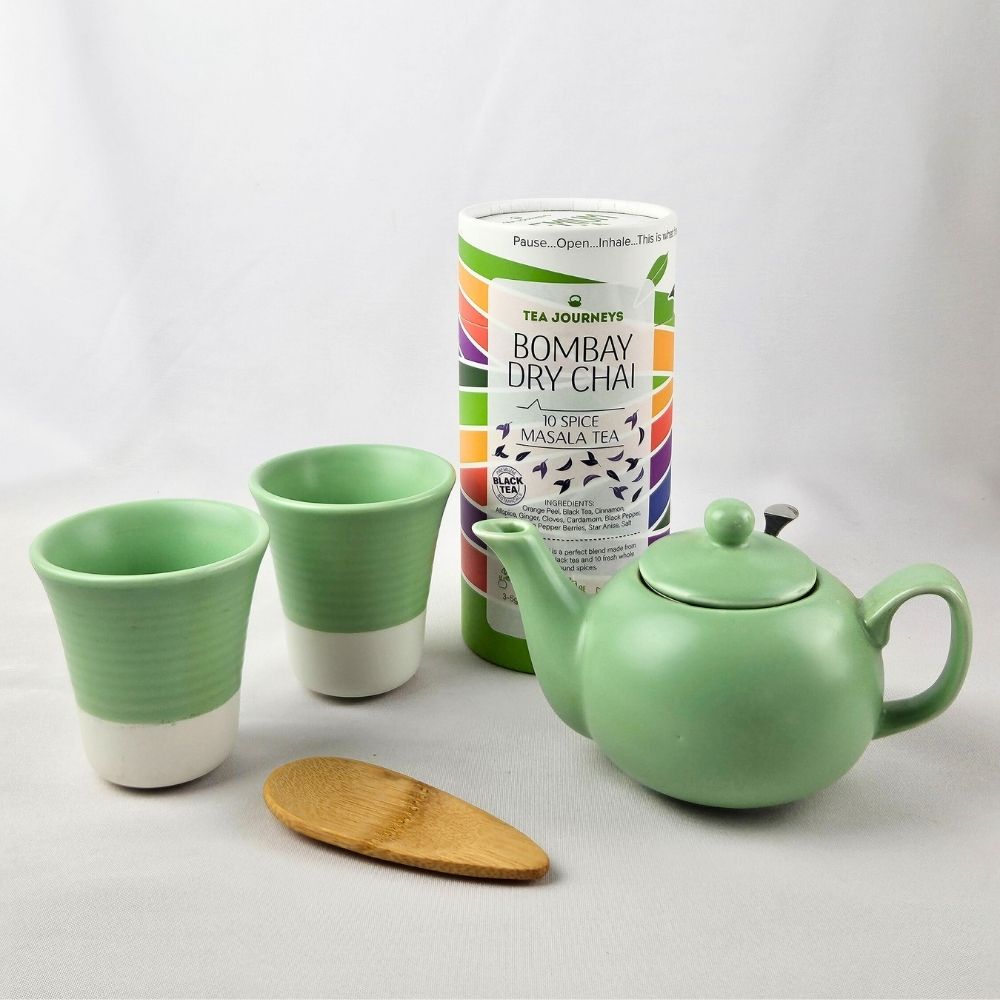 Green Ceramics Set With Choice Of Tea Tube