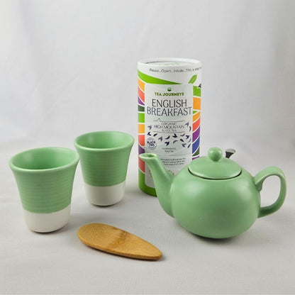 Green Ceramics Set With Choice Of Tea Tube