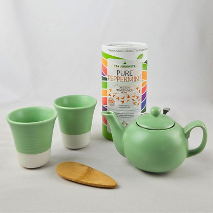 Green Ceramics Set With Choice Of Tea Tube