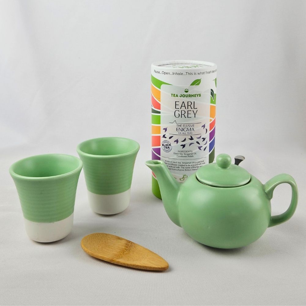 Green Ceramics Set With Choice Of Tea Tube