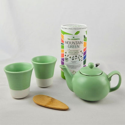 Green Ceramics Set With Choice Of Tea Tube