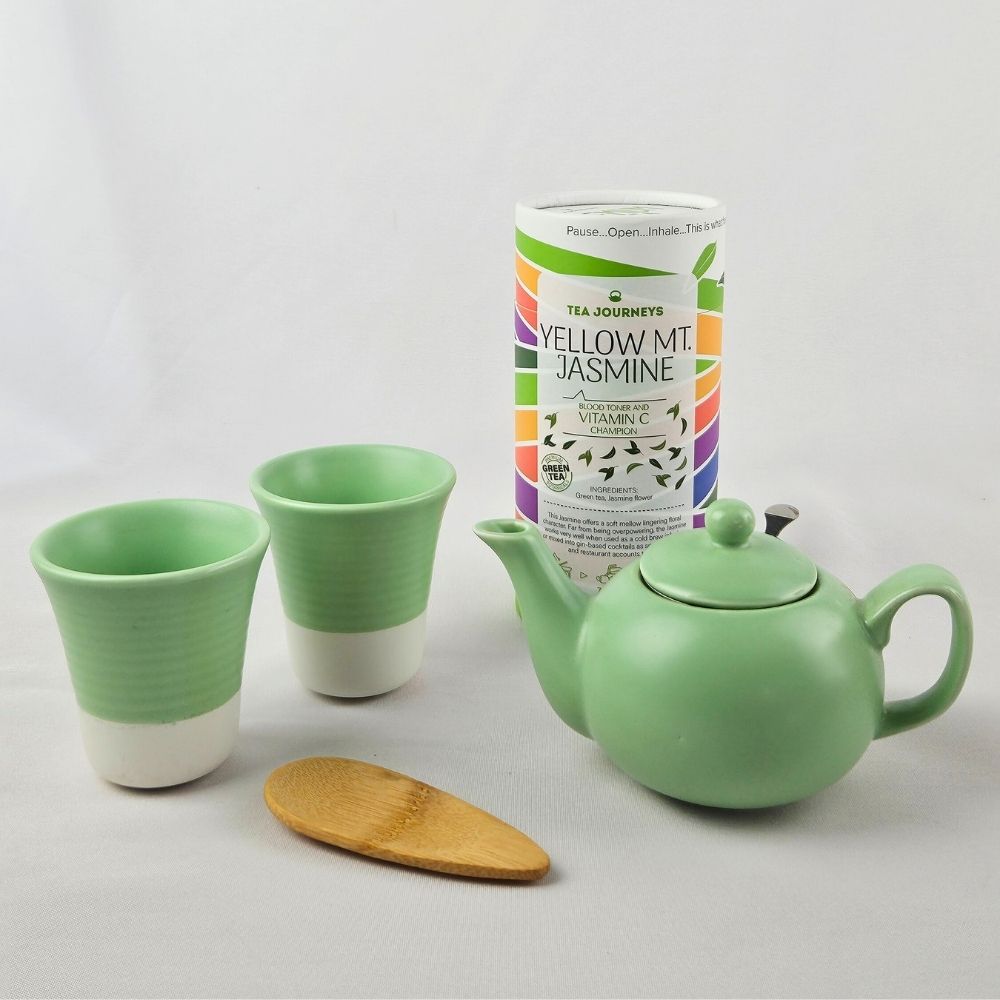 Green Ceramics Set With Choice Of Tea Tube