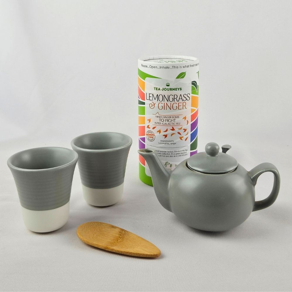 Grey Ceramics Set With Choice Of Tea Tube