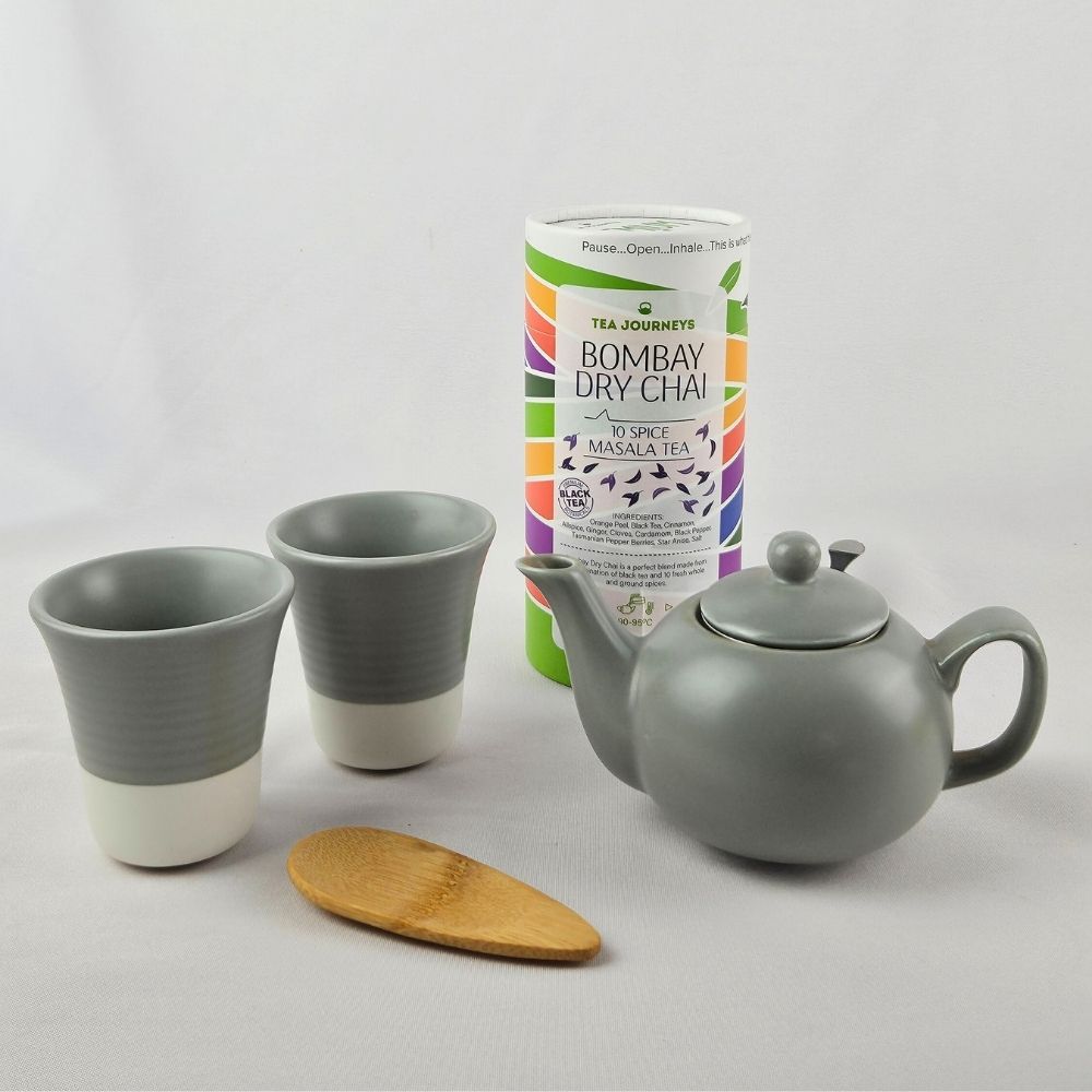 Grey Ceramics Set With Choice Of Tea Tube