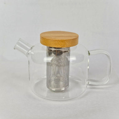 Bamboo Lid Glass Teapot