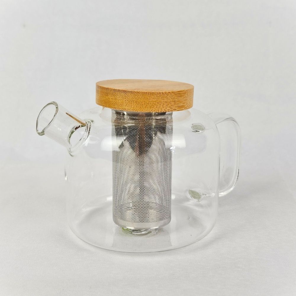 Bamboo Lid Glass Teapot