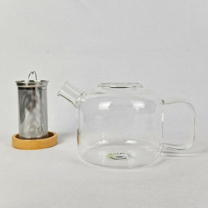 Bamboo Lid Glass Teapot