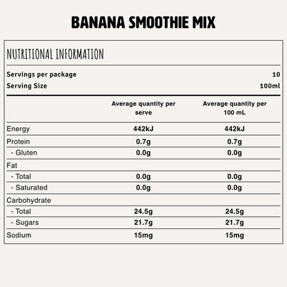 Banana Smoothie Base Nutrition Fact