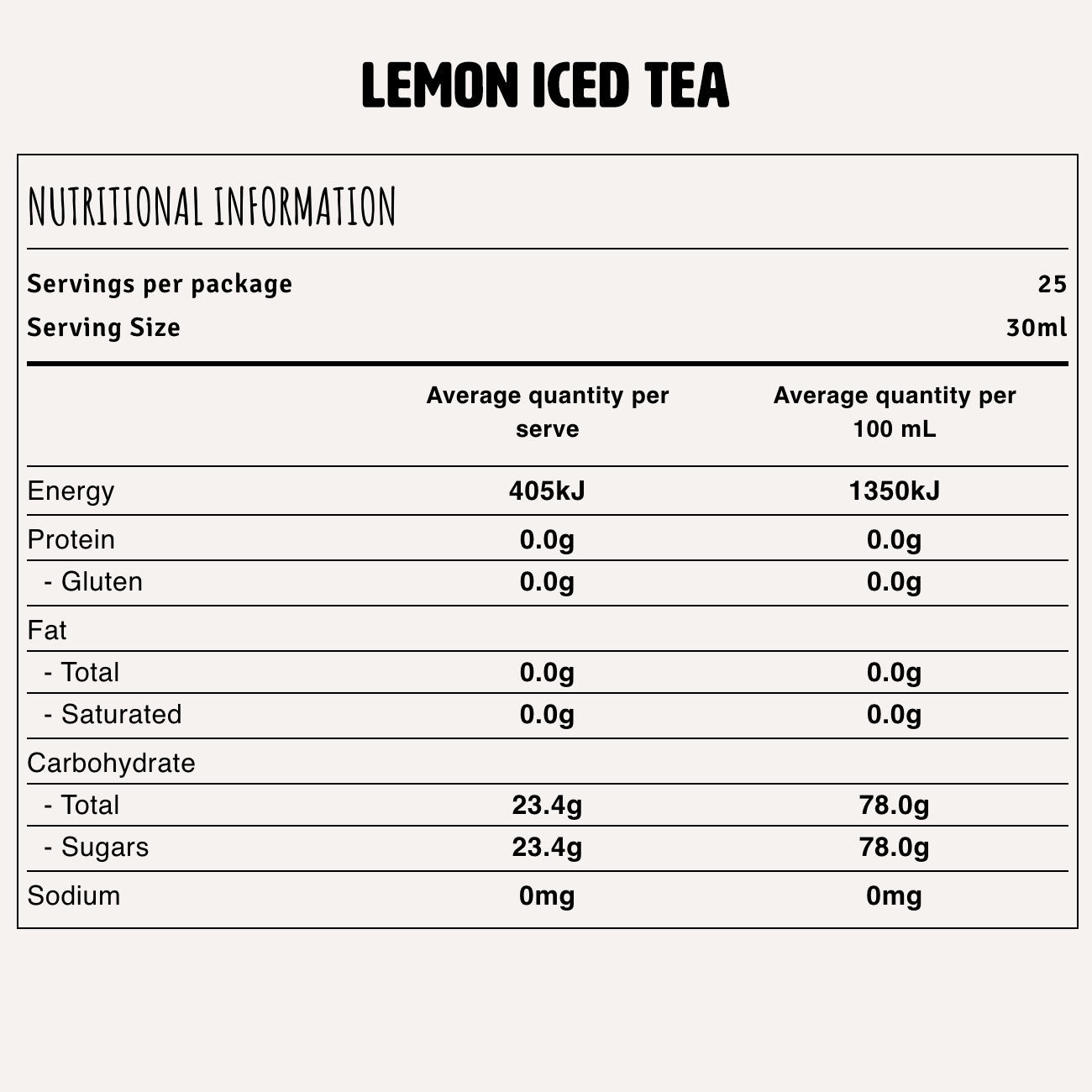 Lemon Iced Tea Nutrition Fact