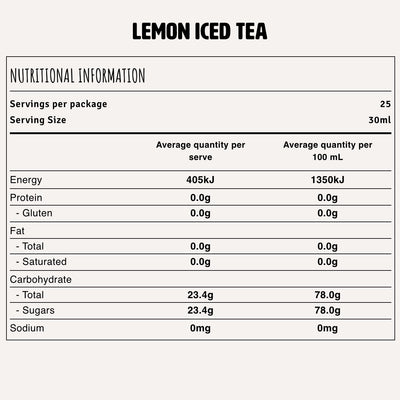 Lemon Iced Tea Nutrition Fact