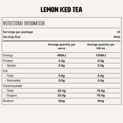Lemon Iced Tea Nutrition Fact