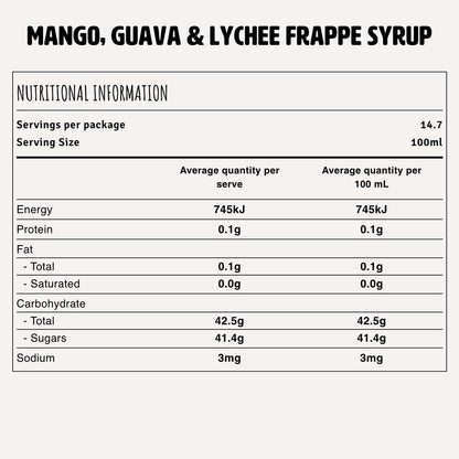 Mango, Guava & Lychee Frappe Syrup Nutrition Fact