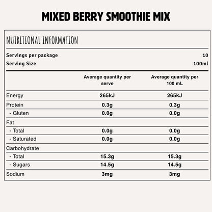 Mixed Berry Smoothie Base Nutrition Fact