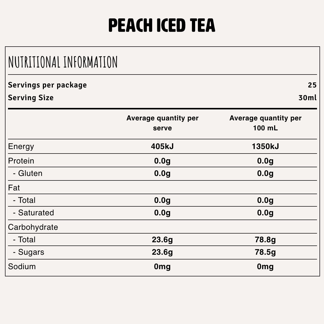 Peach Iced Tea Nutrition Fact