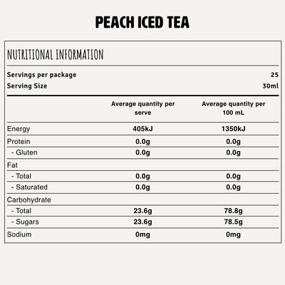 Peach Iced Tea Nutrition Fact