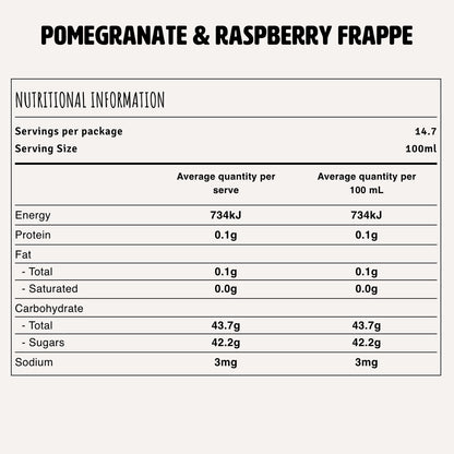 Pomegranate & Raspberry Frappe Syrup Nutrition Fact