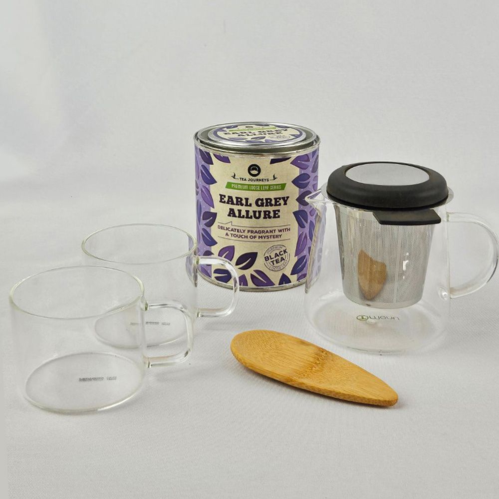 Glass Teapot Set With Choice Of Tea Tin