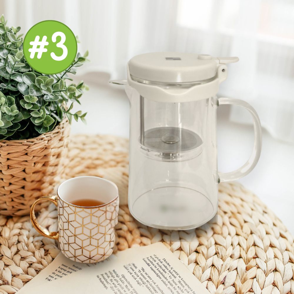 Press Button Glass Tea Pot (750 ml)