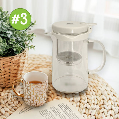 Press Button Glass Tea Pot (750 ml)