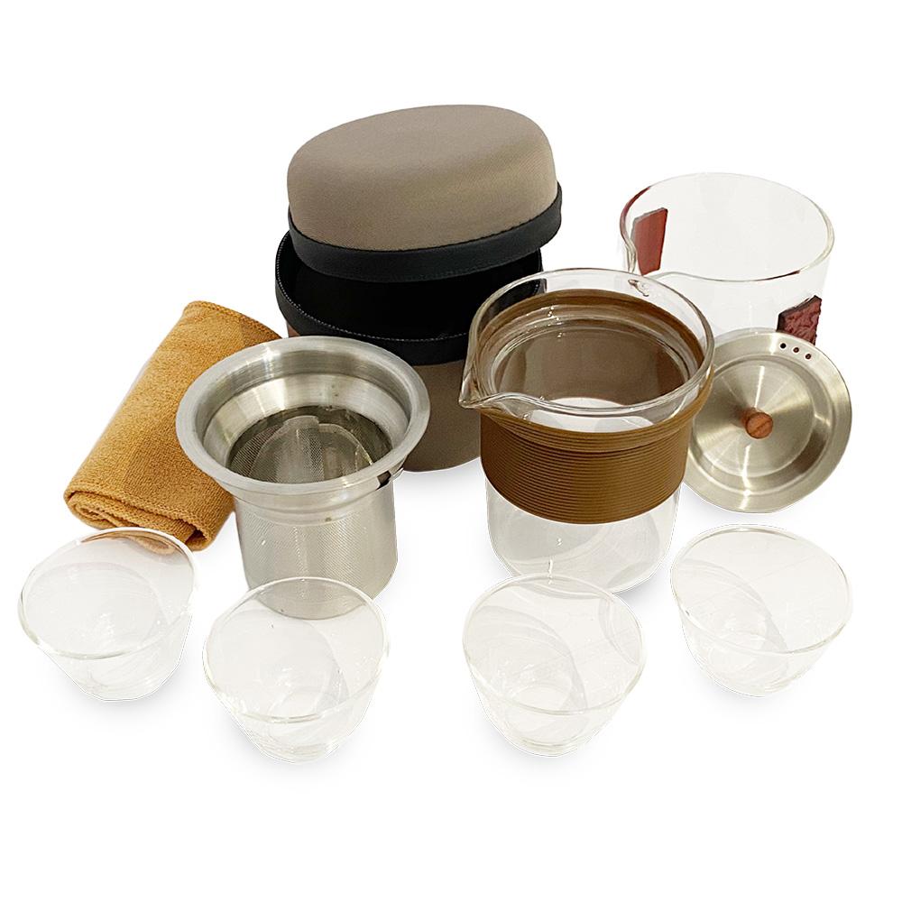 Compact Portable Glass Tea Set