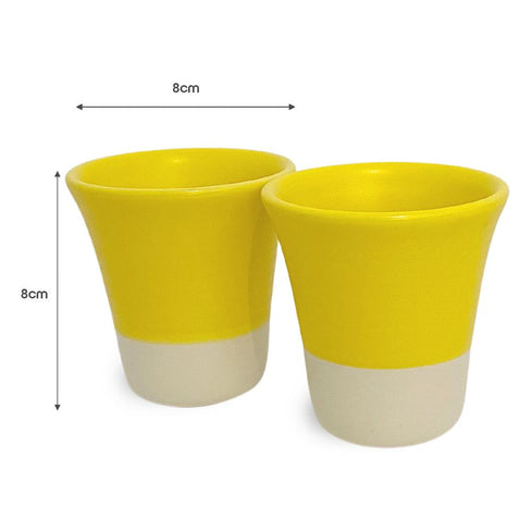 Ceramics Single Serve Teapot + Tea Cups (set of 2) - Yellow