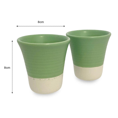 Ceramics Single Serve Teapot + Tea Cups (set of 2) - Green