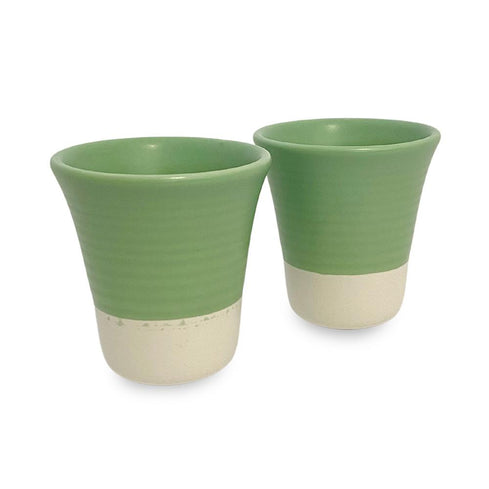 Ceramics Single Serve Teapot + Tea Cups (set of 2) - Green