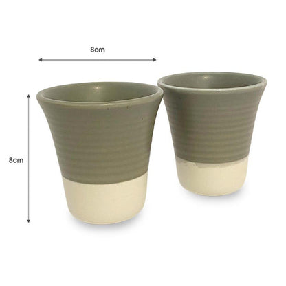 Ceramics Single Serve Teapot + Tea Cups (set of 2) - Grey