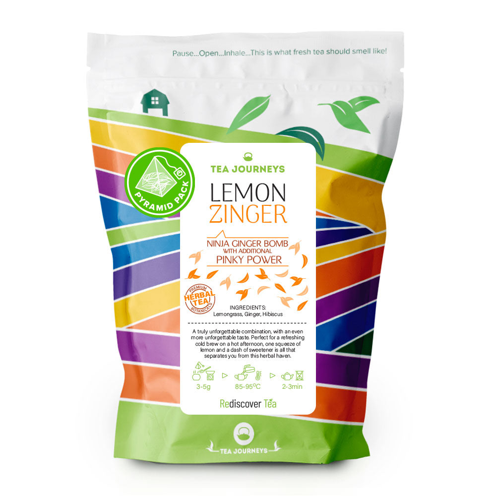 Lemon Zinger lemongrass ginger hibiscus tea bag